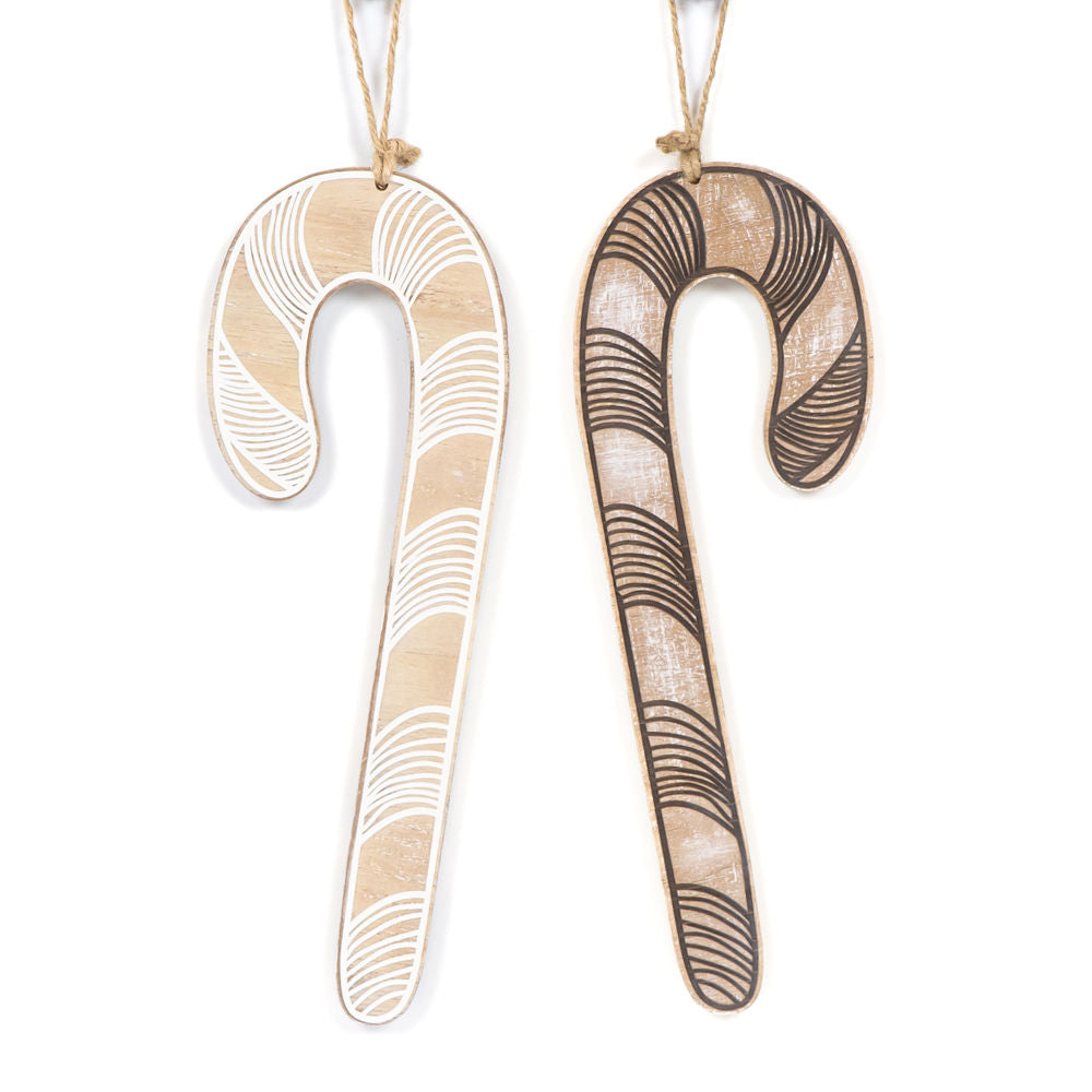 Candy Cane Wood Ornament