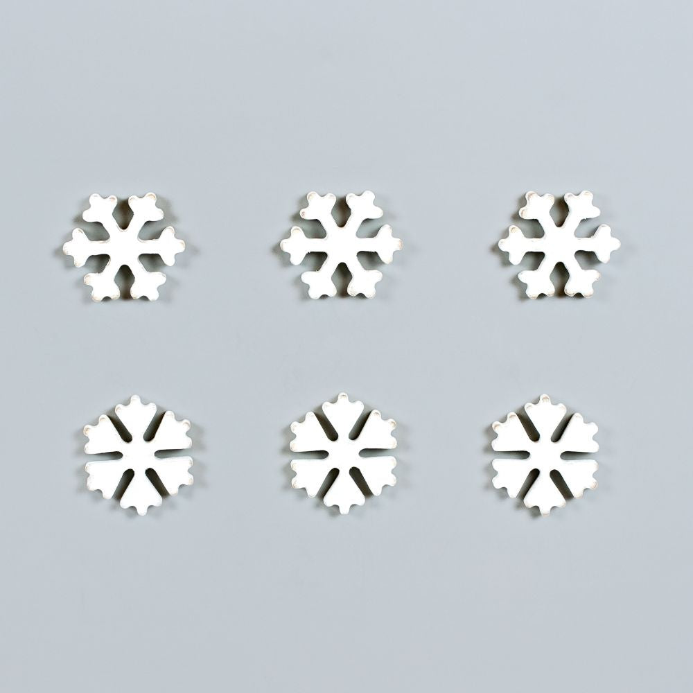 Wooden Snowflake Shapes - White (Set of 6)