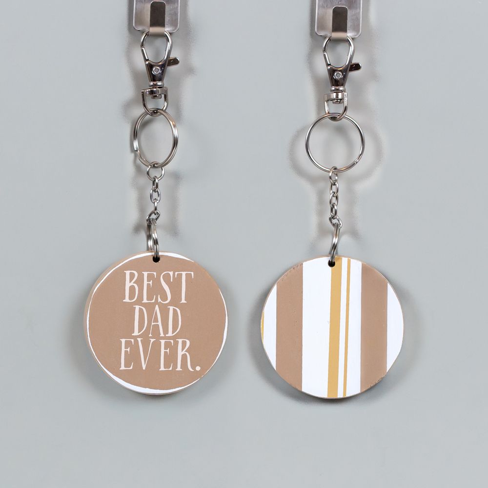 Best Dad Reversible Wood Keychain
