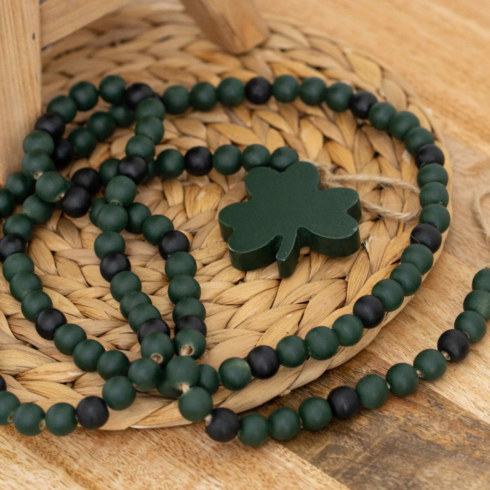 Wood Bead Garland - Clover Green & Black