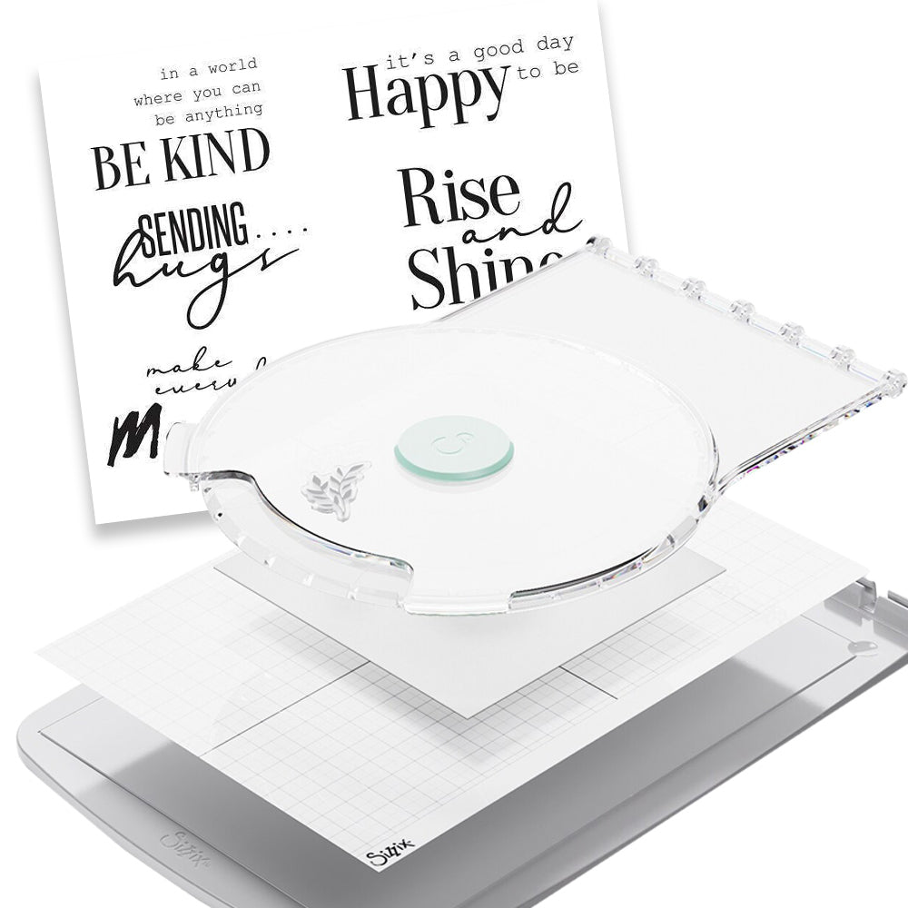 Sizzix Stamp & Spin Tool Bundle – Includes Stamp & Spin Tool + FREE Sunnyside Sentiments Stamp Set