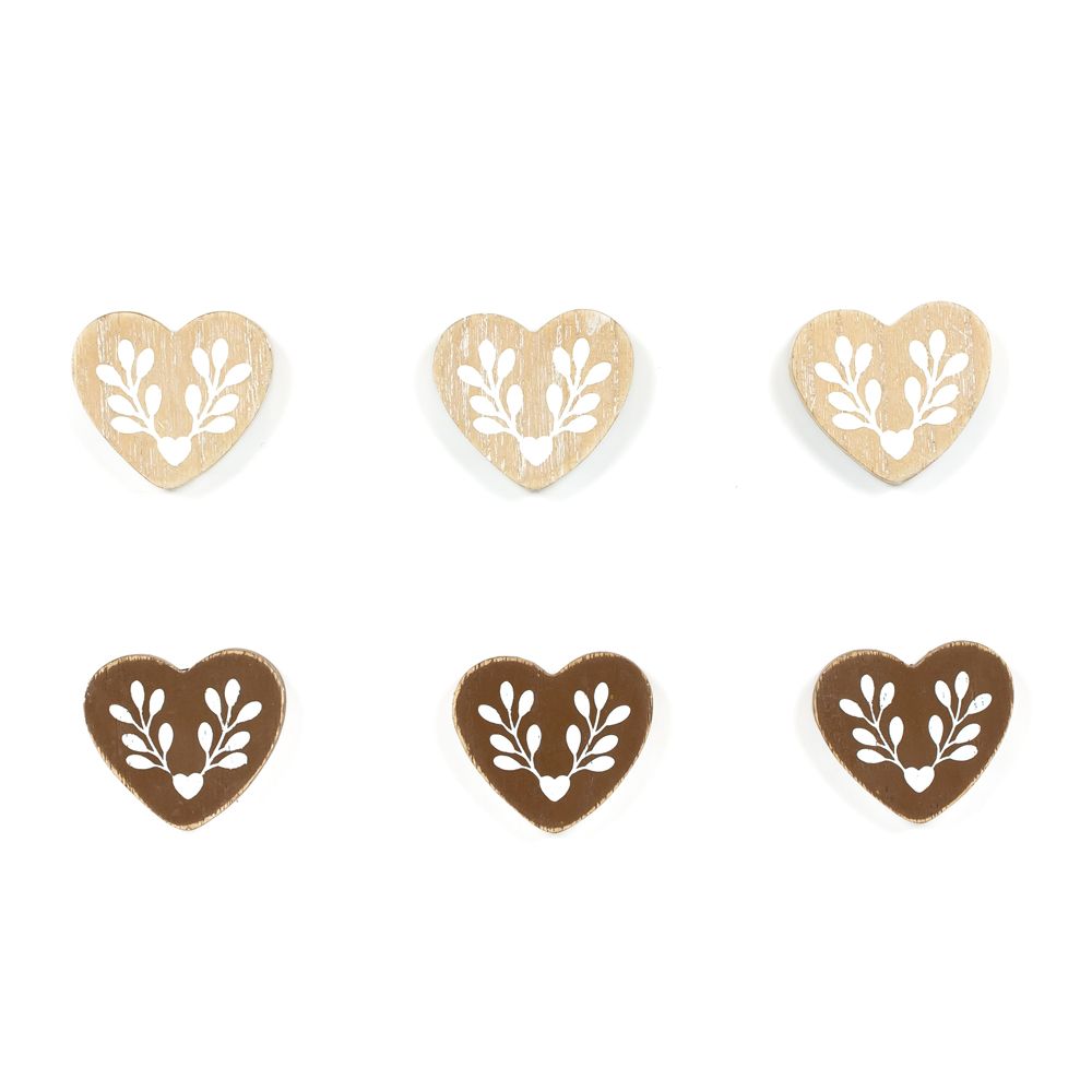 Wood Heart Shape Set - Multicolor