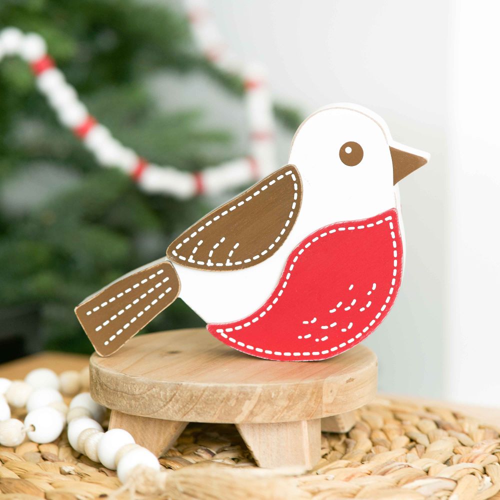 Reversible Chunky Wood Bird Decor
