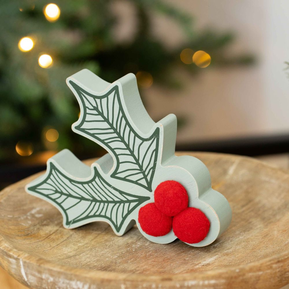Holly Berry Reversible Wood Shape