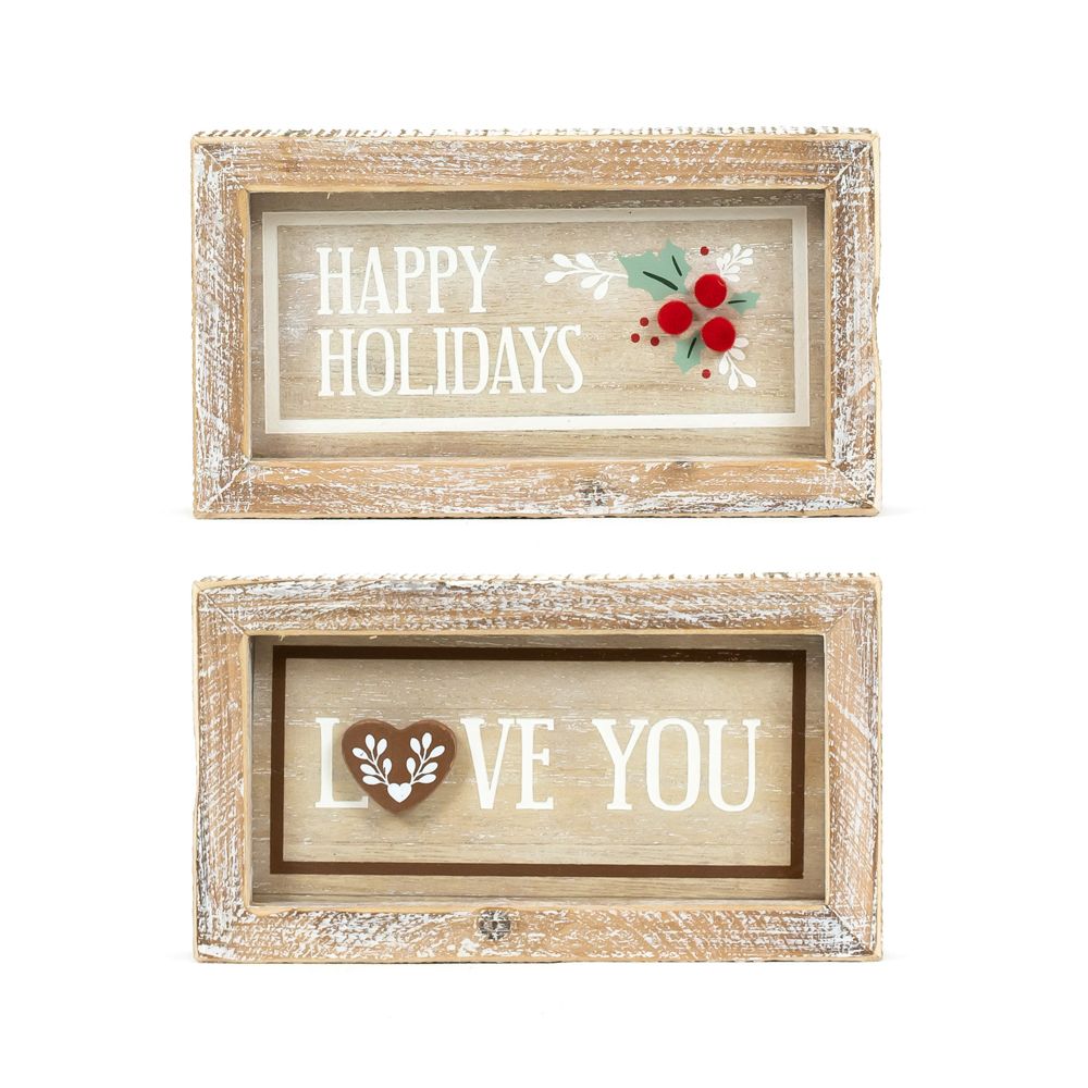 7x4 Reversible Wood Frame Sign - HAPPY/LOVE