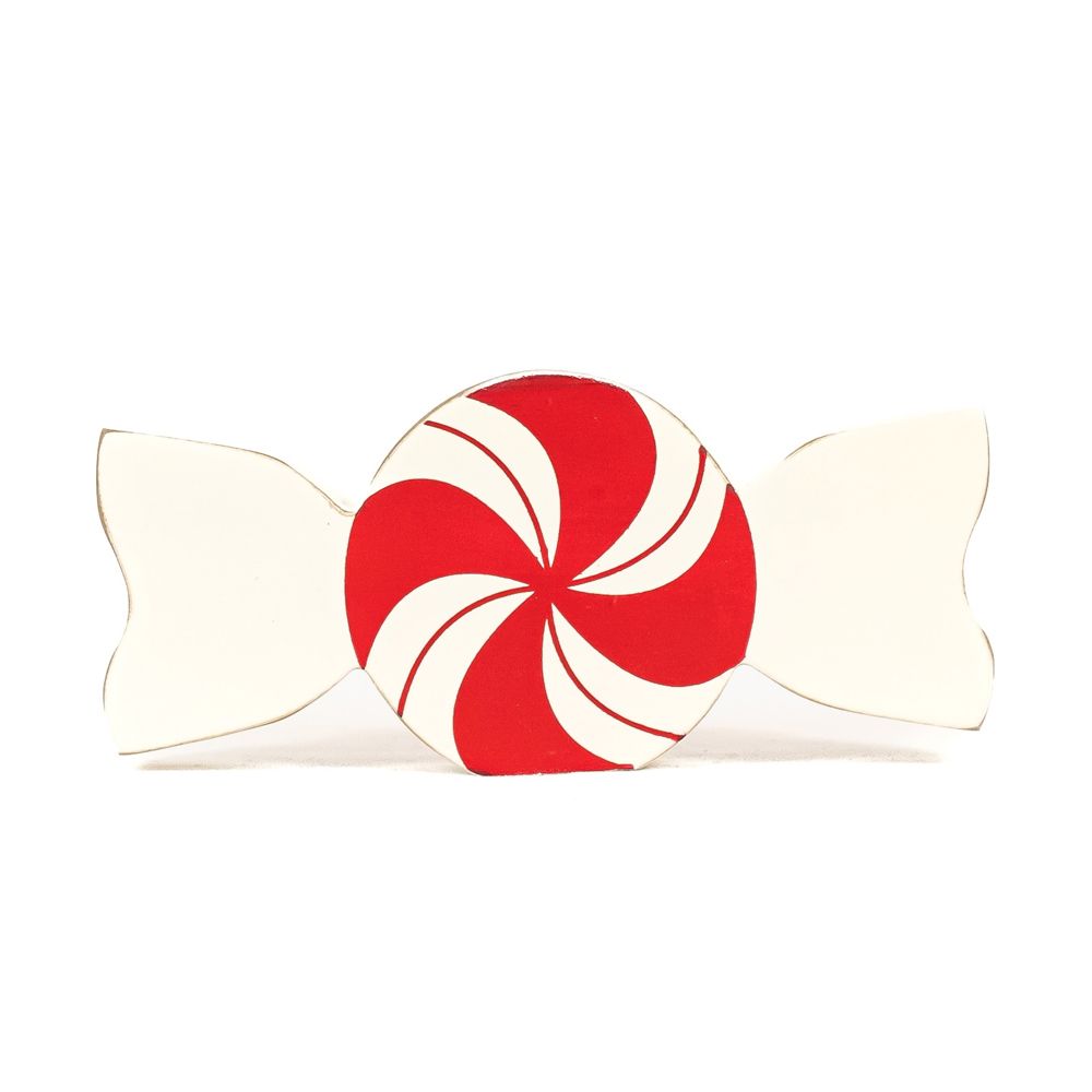 7" Chunky Wood Peppermint Decoration