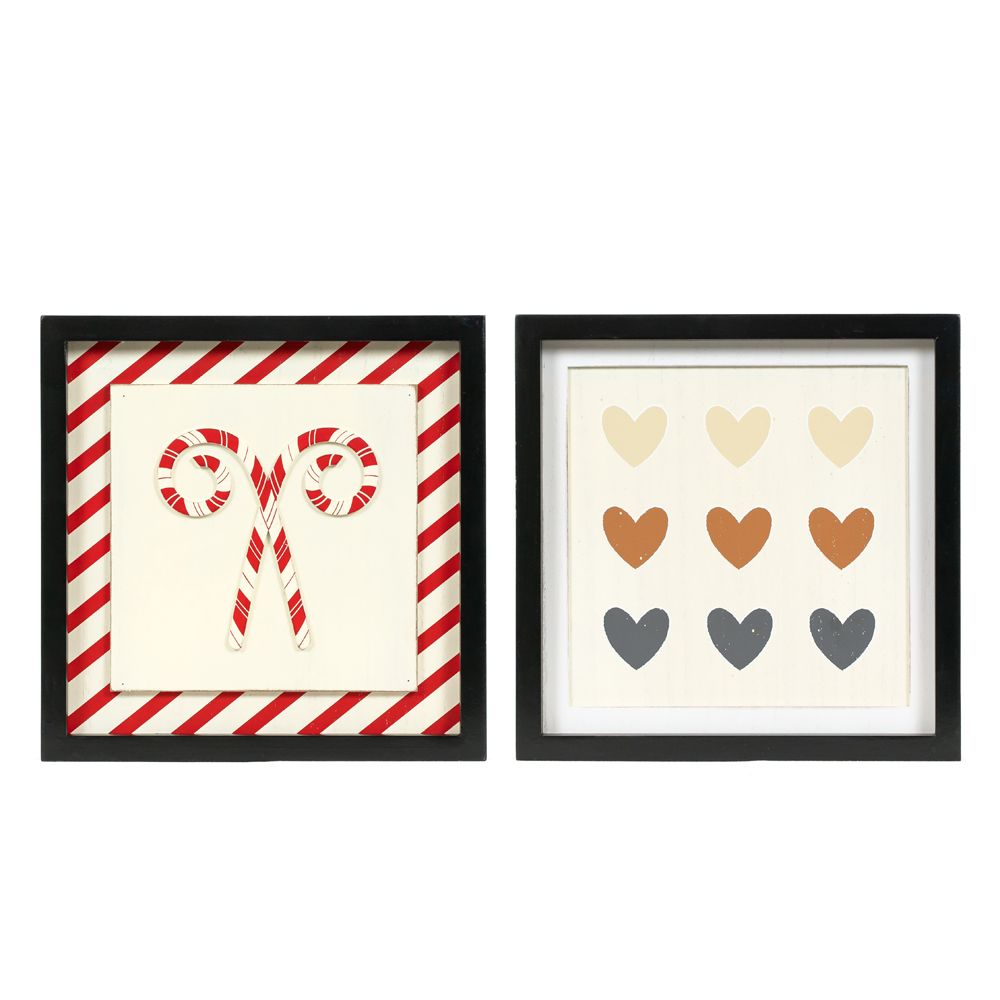 Reversible Wood Frame Sign - Candy/Heart