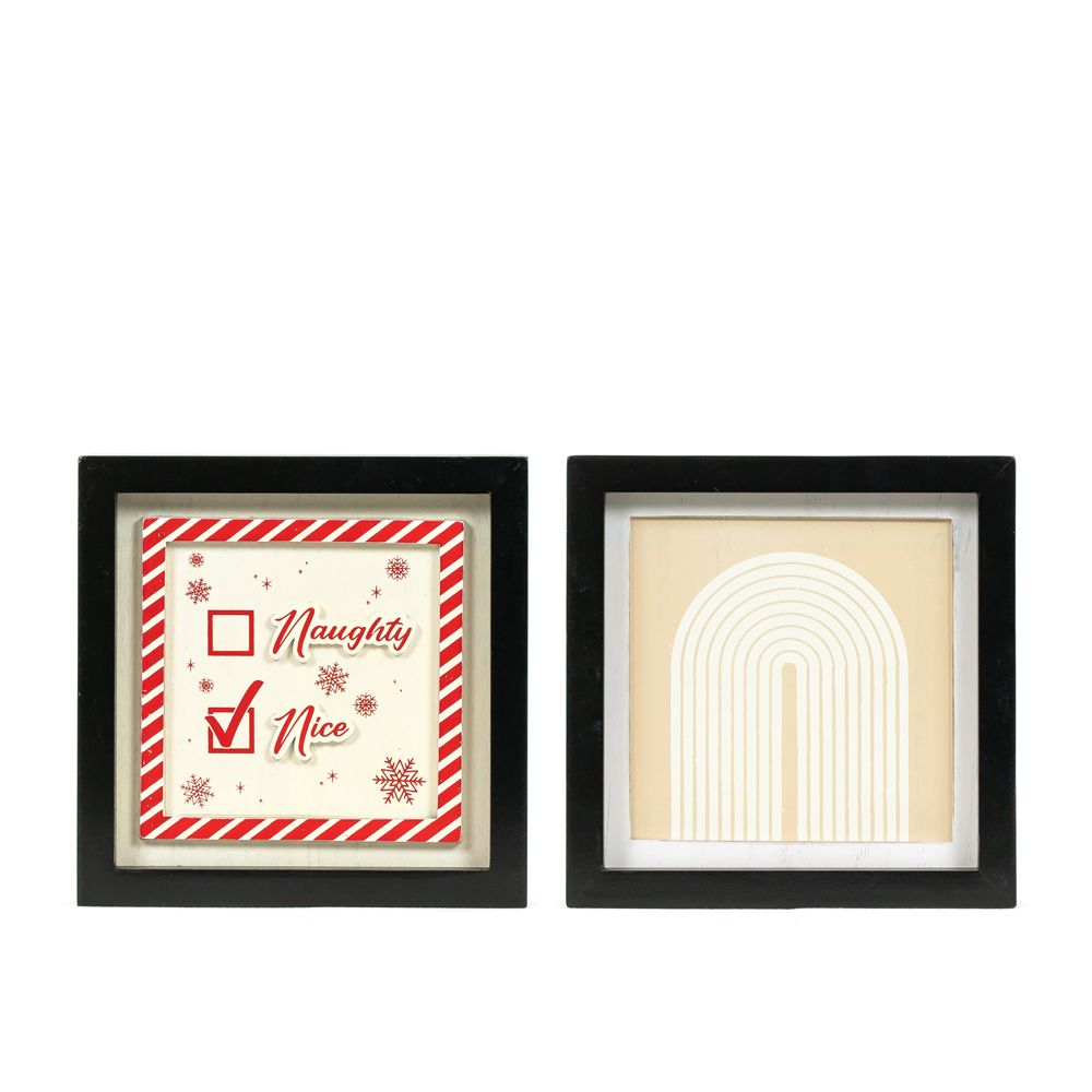 Naughty/Rainbow Reversible Wood Sign