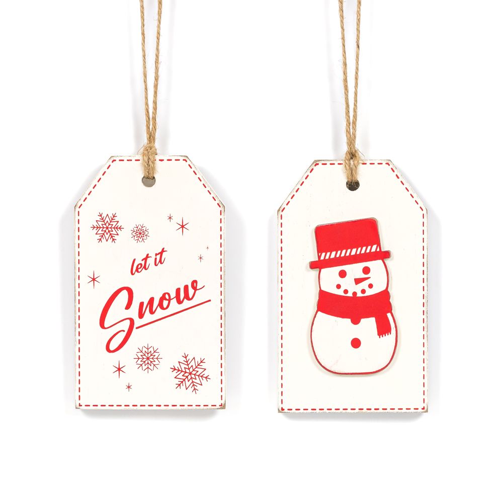 Snow/Snowman Reversible Wood Tag