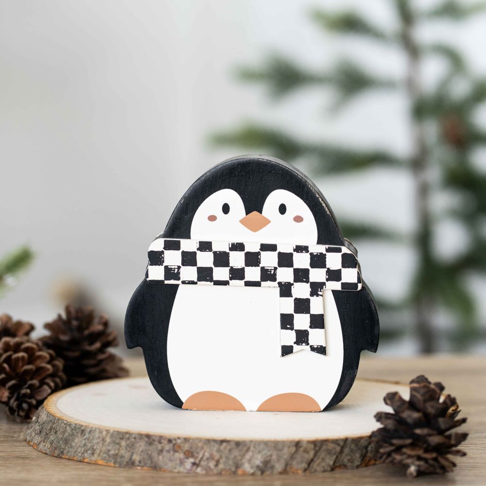 Chunky Wood Penguin Decor