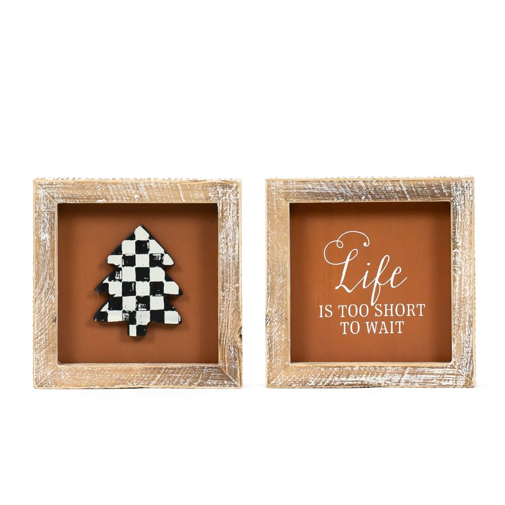 Tree/Life Reversible Wood Frame Sign