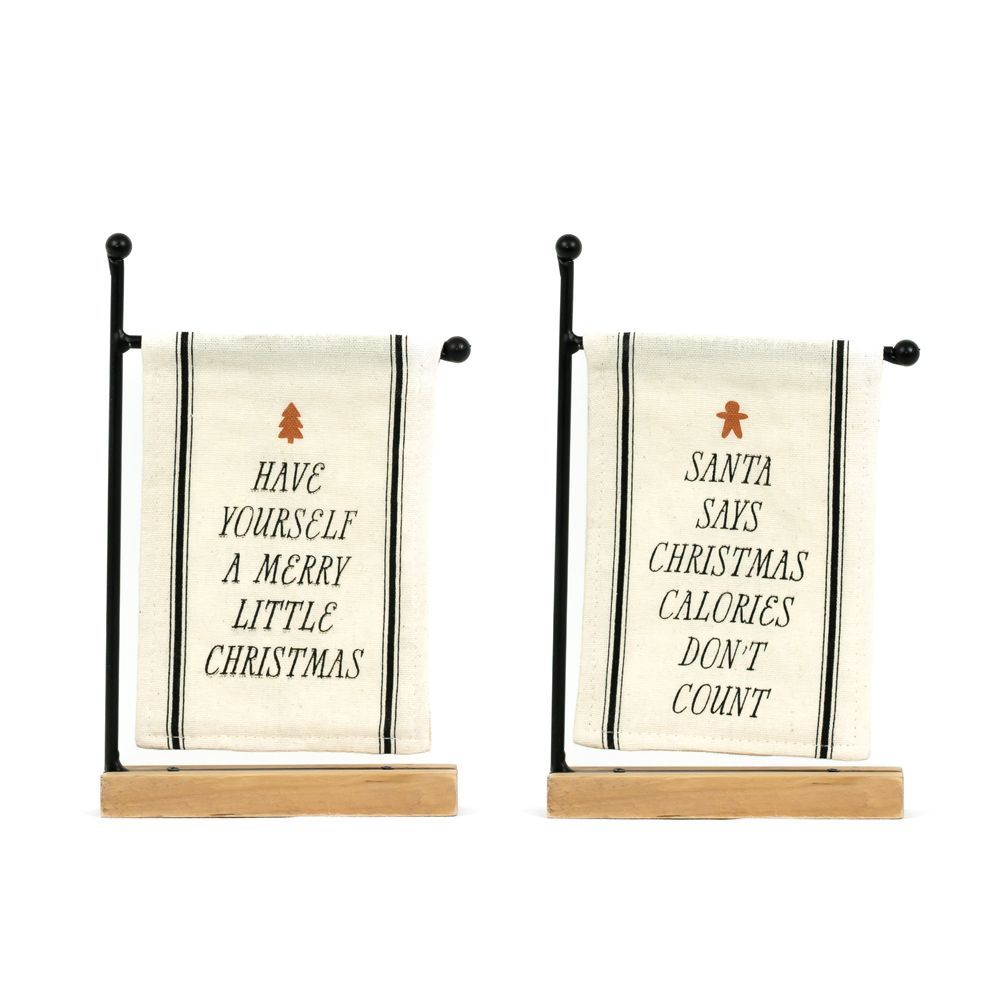 Merry Little Christmas Reversible Wood Table Flag