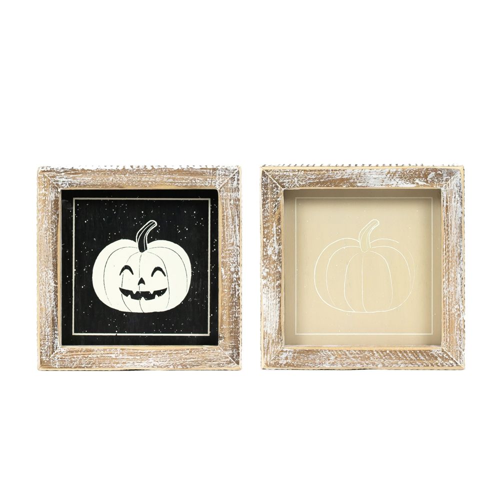 Reversible Pumpkin Wood Frame Sign