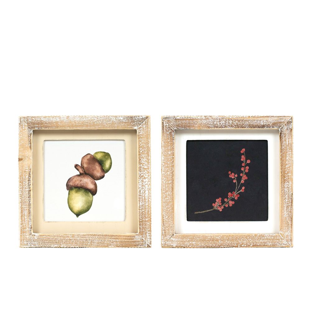 Reversible Wood Frame Sign - Berry & Acorn
