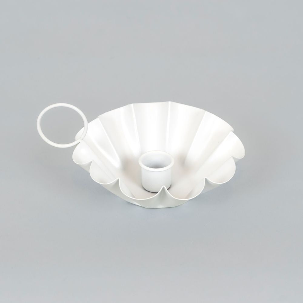 Iron Sampat Candle Holder in White