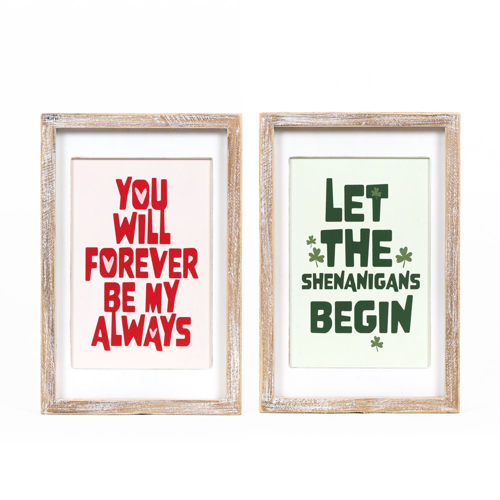8x12 Reversible Wood Frame Sign - Forever/Shenanigans