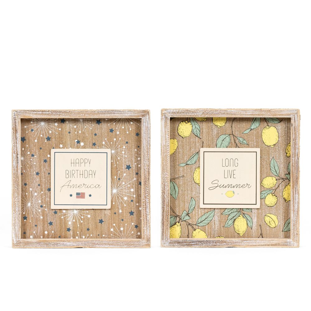 9x9 Reversible Summer & Patriotic Wood Frame Sign