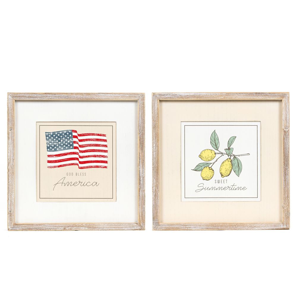 Reversible Wood Frame Sign - America/Sweet Summer