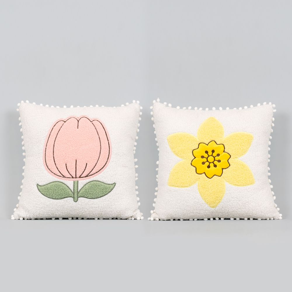 16x16 Reversible Pillow - Tulip and Daffodil Design