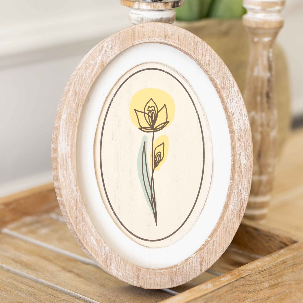 Daffodil Oval Wood Frame Sign