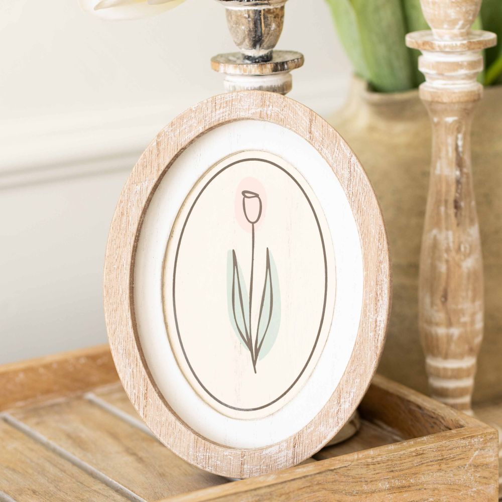 6x8 Oval Wood Frame Sign - Tulip Design