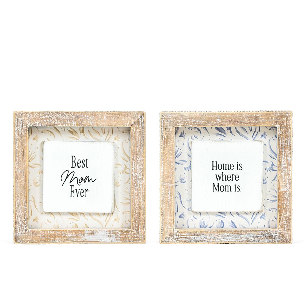 HOME/MOM Reversible Wood Frame Sign