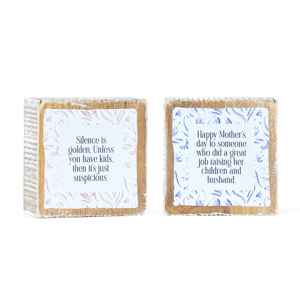 Happy/Silence Reversible Wood Frame Sign