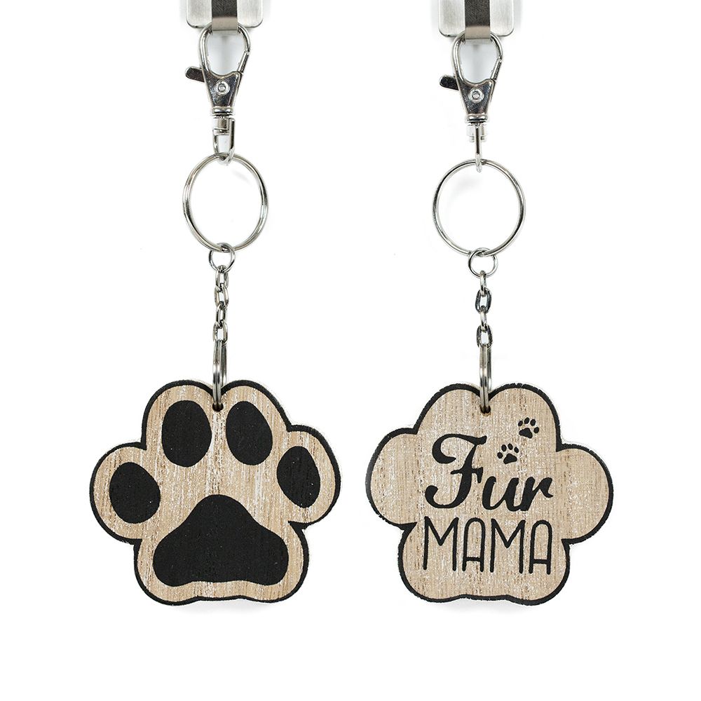 Fur Mama Reversible Wood Keychain