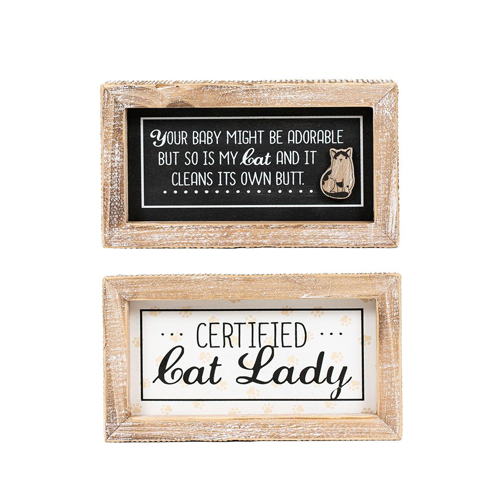 Reversible Cat Wood Sign