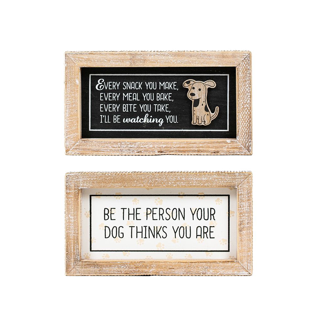 Reversible Dog Lover Wood Frame Sign