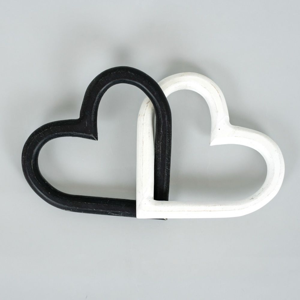 Wood Chunky Chain Hearts