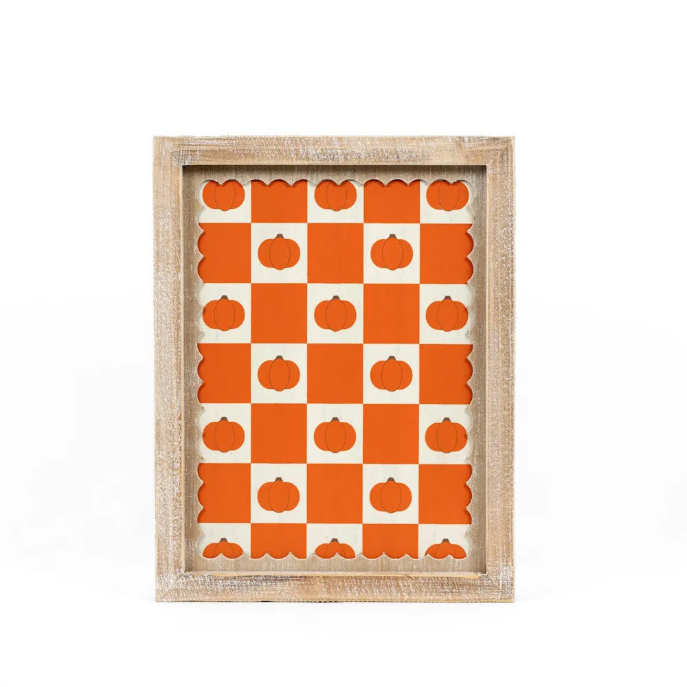 Moon & Pumpkin Reversible Wood Frame Sign