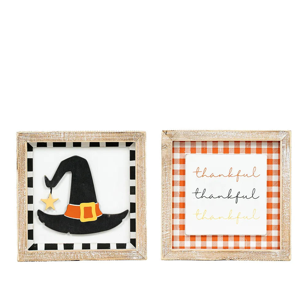 Reversible Wood Frame Sign - Pumpkins & Sweets Collection