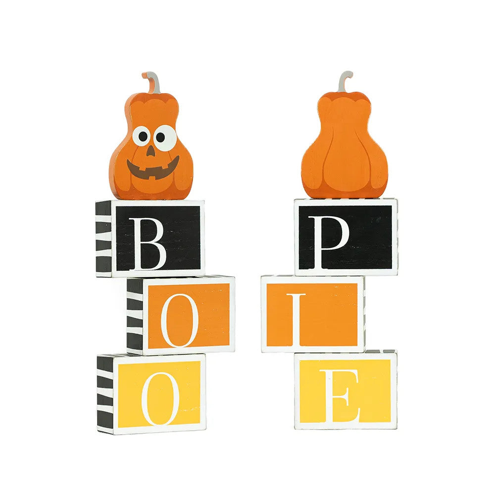 Reversible Wood Block - Boo/Pie Pumpkins & Sweets