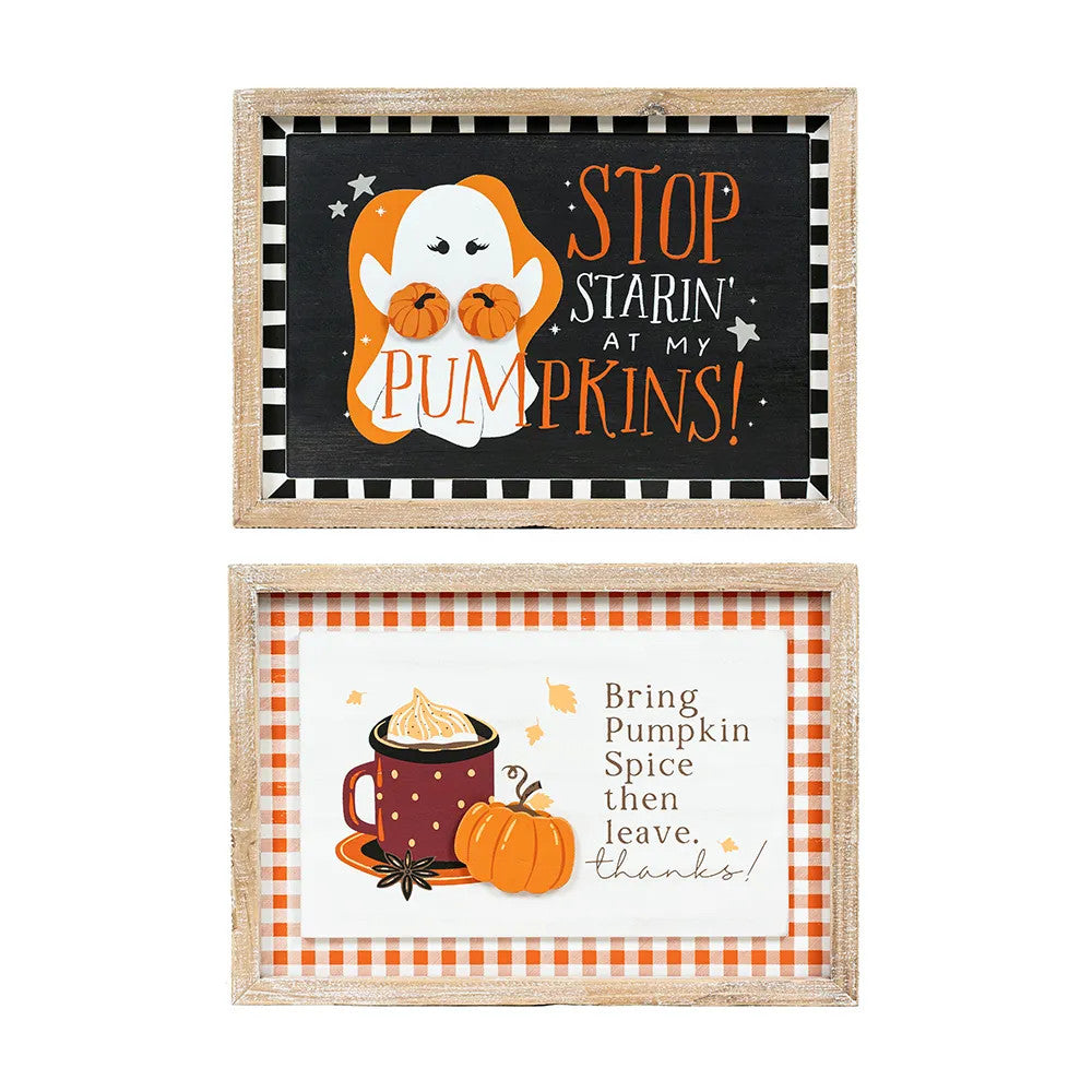 Reversible Wood Frame Sign - Pumpkins/Thanks