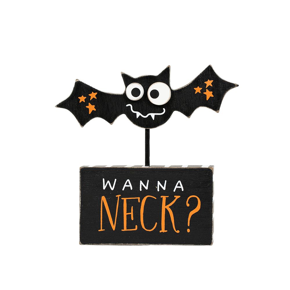 Wooden Bat Pumpkin Decorative Accent