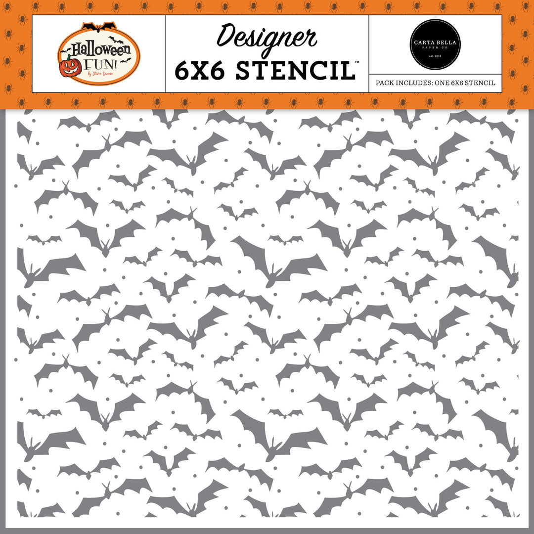 Bats Into The Night Stencil - Halloween Fun - Carta Bella