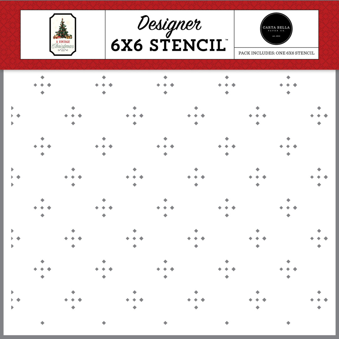 Peaceful Diamonds Stencil - A Vintage Christmas - Carta Bella