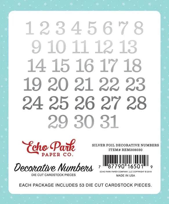 Silver Foil Decorative Numbers - Remember the Magic - Echo Park