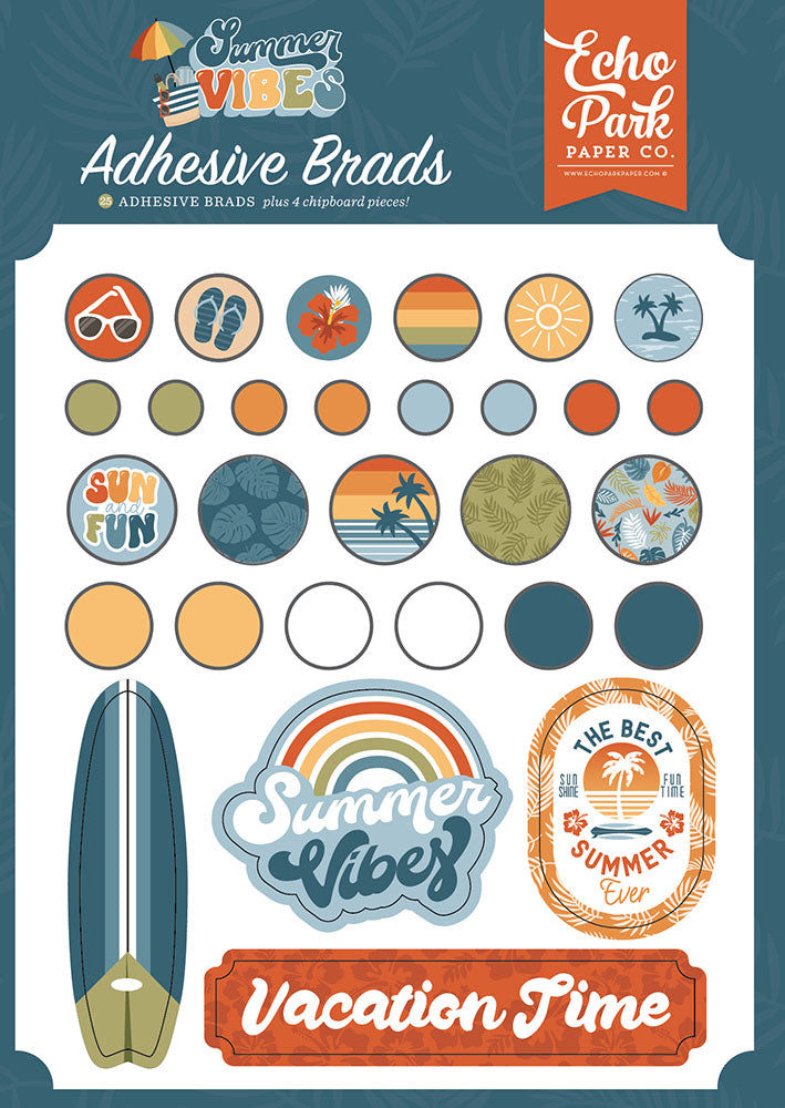 Summer Vibes Adhesive Brads - Echo Park