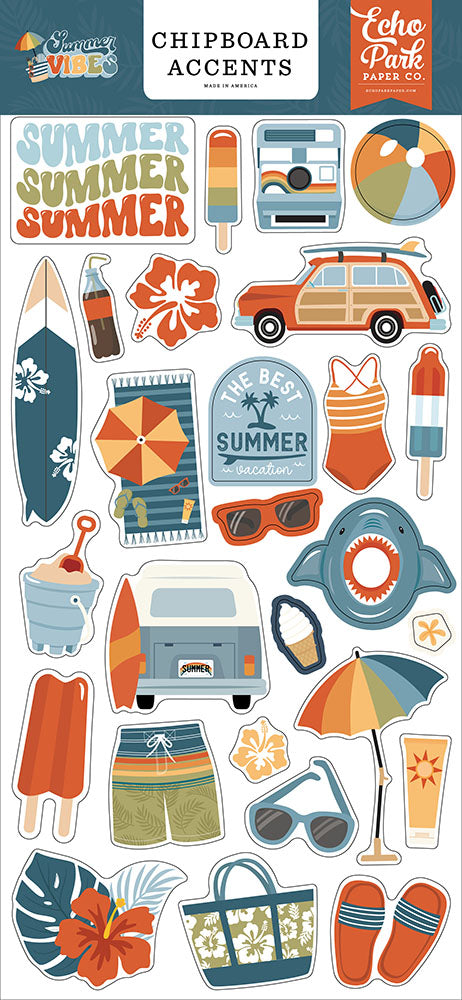 Summer Vibes 6" x 13" Chipboard Accents - Echo Park