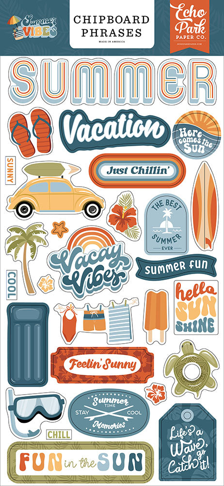 Summer Vibes 6" x 13" Chipboard Phrases - Echo Park