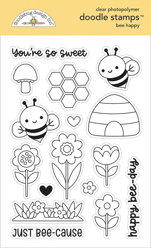 Bee Happy Doodle Stamps - Doodlebug