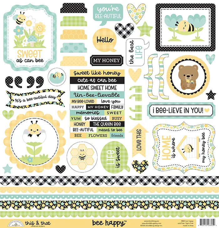 Bee Happy This & That Stickers - Doodlebug