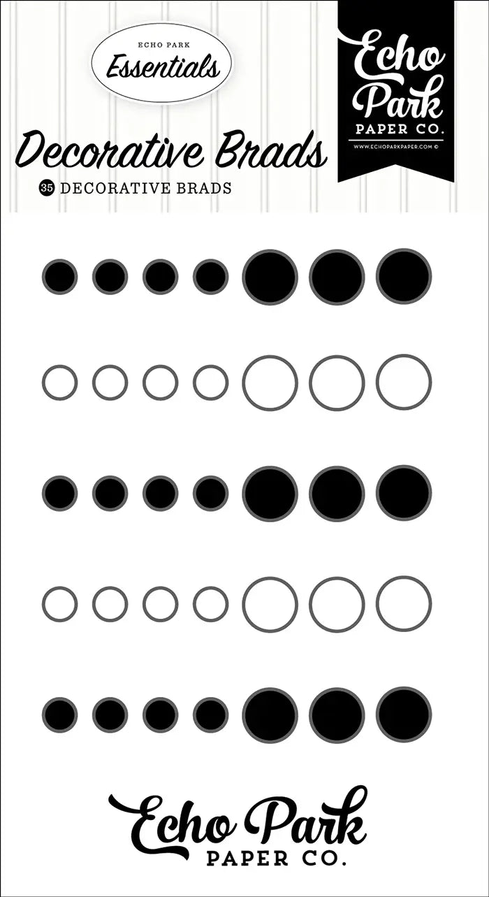 Black And White Decorative Brads - Essentials - Echo Park
