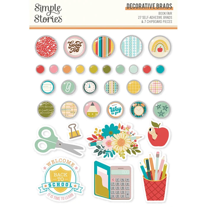 Book Fair Decorative Brads - Simple Stories