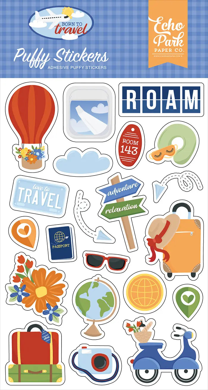 Born To Travel Puffy Stickers - Echo Park