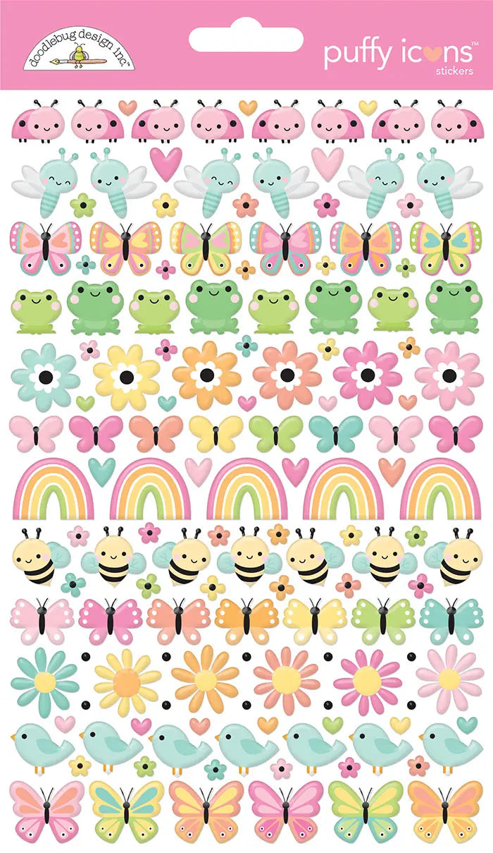 Butterfly Kisses Puffy Icons Stickers - Doodlebug