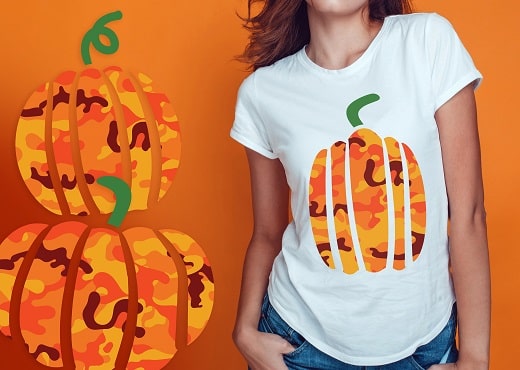 Autumn Camo Pumpkin T-shirt SVG Image File Download