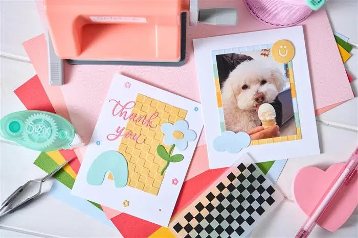 Checkered Pattern 2D Mini Embossing Folder - Letters by Shells - Shelly Kim - Sizzix